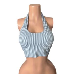 Blue Checkered Halter Top